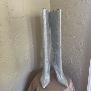 Silver bling over knee boots